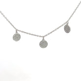 14k White Gold .35ct G SI1 Round Pave Diamond Disc Necklace